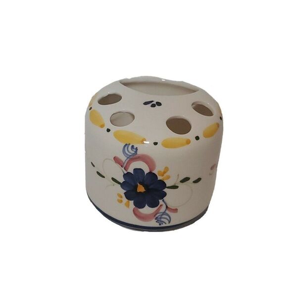 Ceramic Bathroom Set Handpainted  Spain Tierra Fina Toothbrush Soap Holder Cup - Picture 3 of 7